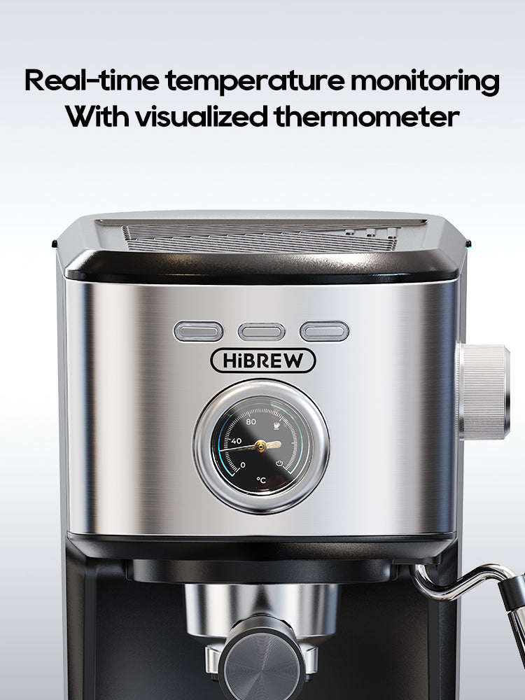 HiBREW H5A Coffee Machine – 15Bar Espresso Maker with One-Touch Extraction & Milk Frother