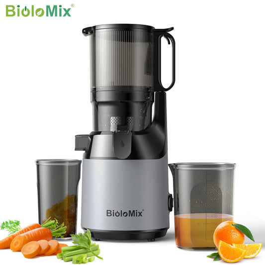 BioloMix SJ-023 Cold Press Slow Juicer | 130mm Wide Feed Chute | Triple Filter | BPA-Free