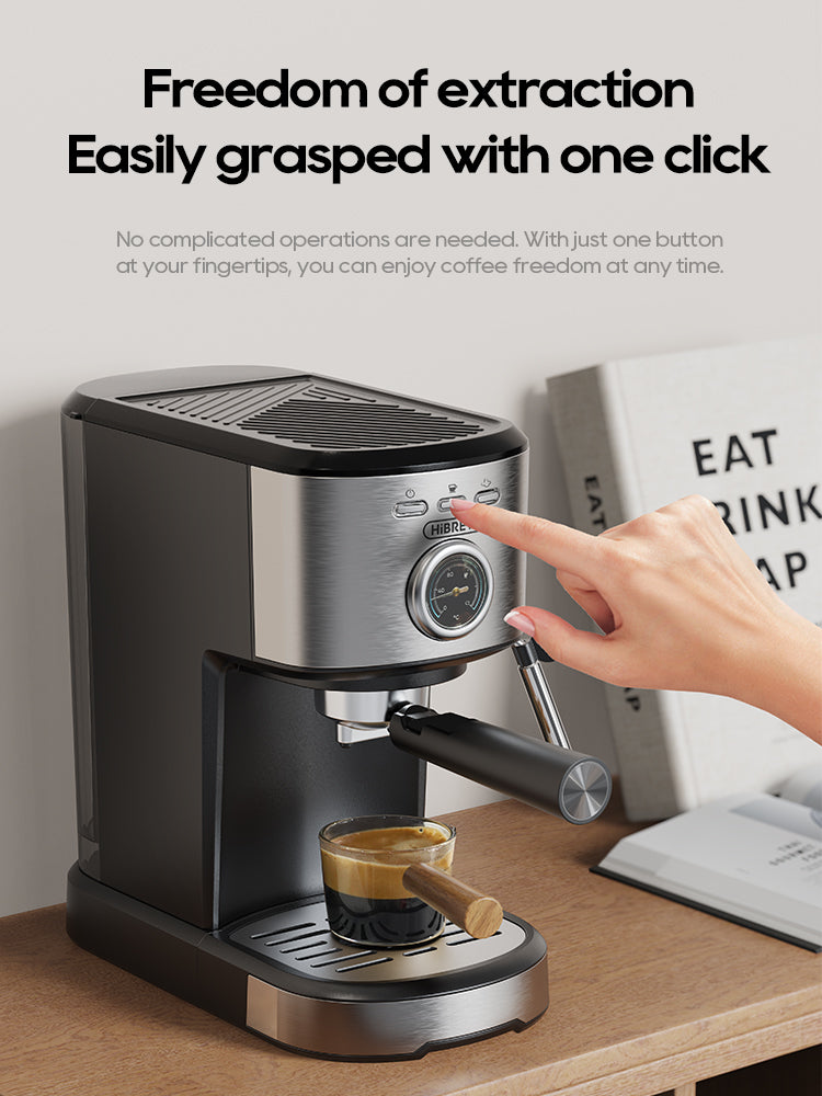 HiBREW H5A Coffee Machine – 15Bar Espresso Maker with One-Touch Extraction & Milk Frother